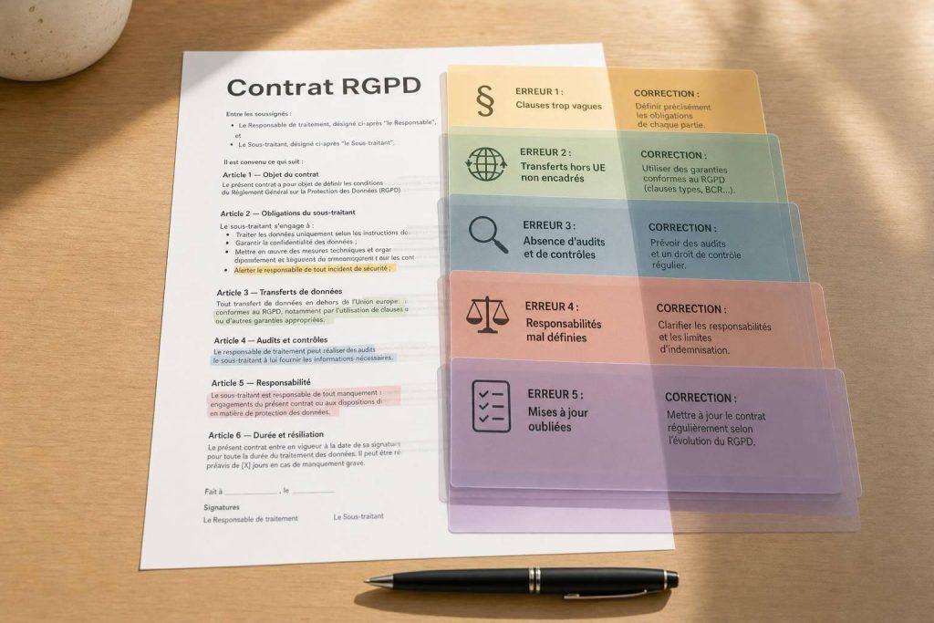 5 erreurs courantes dans les contrats RGPD